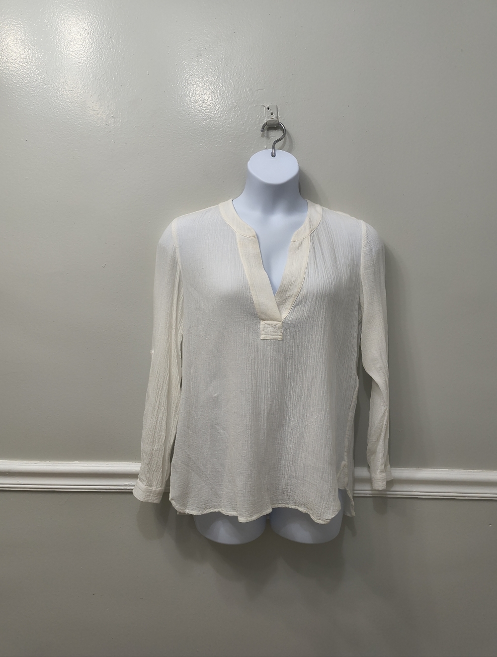 Diane Von Furstenberg Cotton Tunic Top Off White /Ivory Sz 10 Career Business